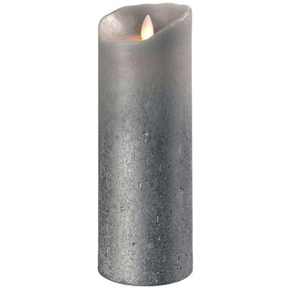 SOMPEX LED-Kerze Flame LED Kerze grau metallic 23cm (Kerze), mit Timer, Echtwachs, täuschend echtes Kerzenlicht grau