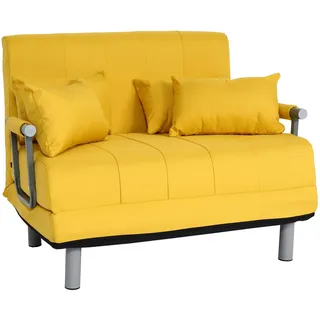 Mendler Schlafsessel HWC-K29, Klappsessel Schlafsofa Gästebett Relaxsessel, Liegefläche 186x97cm ~ Stoff/Textil gelb