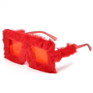 arrderly 1 Stück übergroße Plüsch-Sonnenbrille, modische personalisierte Sonnenbrille, Plüschkante Katzenaugen-Sonnenbrille, Partybrille für Kostümkleid, Foto-Requisiten Geburtstagsfeier,