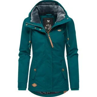 Ragwear Winterjacke Monade Damen Winterparka mit Kapuze und m. Fleece gefüttert grau|grün XXXL (46)