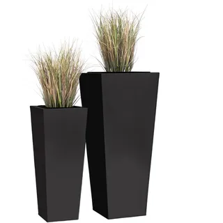 Blumenkübel Pflanzkübel schwarz Zink Rangoon 2er Set Schwarz 85/65cm