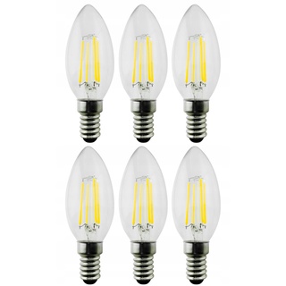 Maclean MCE286 Retro Edison Filament Glühbirne LED Vintage Dekorative Glühlampe Beleuchtung Birne Warmweiß (6, E14 6W Kerze)