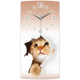Kreative Feder Designer-Wanduhr Katze leise Wanduhr Quarzuhr in modernem Design ohne Ticken (WA114, 50x25cm leises Quarzuhrwerk)