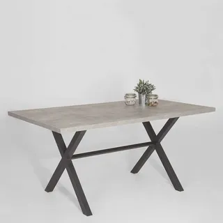 Esszimmer Tisch in Beton Grau und Anthrazit X-Füßen