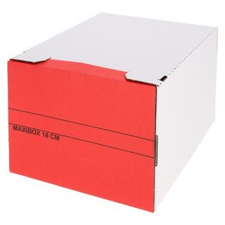 Top-Print Archivbox 558-k10, A4, 180mm Füllhöhe, weiß/rot, für Akten, 10 Stück