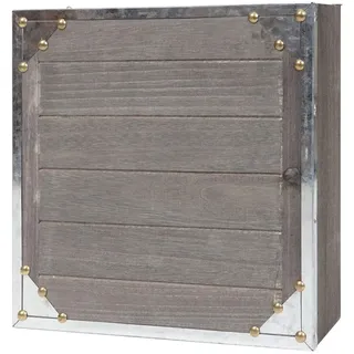 Mendler Schlüsselkasten Virginia, Schlüsselschrank Holzbox, Shabby-Look Vintage 27x27x6cm ~ grau-braun