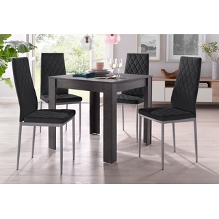 my home Essgruppe Lynn + Brooke, (Set, 5 tlg.), mit Tisch in schieferfarben, Breite 80 cm B: grau Eckbankgruppen Essgruppen Küchenmöbel Nachhaltige Möbel