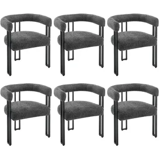 Woltu Esszimmerstuhl Chenille dunkelgrau 2er Set