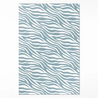 wallfluent Abstrakte Boho-Wellen Vinylteppich 140 x 210 cm Blau/Petrol