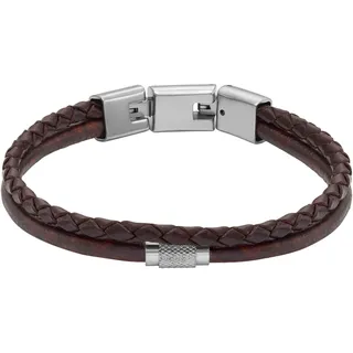Fossil Herren Armband Edelstahl Leder braun JF04702040 Größe 20 cm