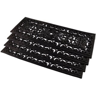 BURI 4X Gummi Stufenmatten rutschfest in Gussoptik 75x25cm - Treppenstufen Matten Stufenmatten innen und außen - Antirutschmatte Gummimatte rechteckig in schwarz