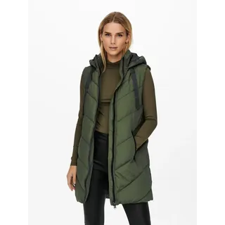 JDY Damen Winter Steppweste SKYLAR Lange Ärmellose Puffer Winter Jacke | XL - Grün