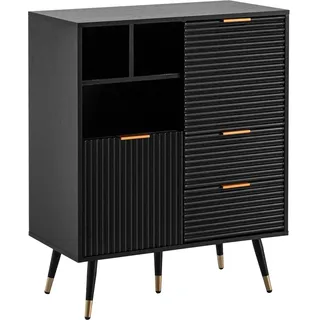 FineBuy Kommode 77 x 97 x 40 cm Eiche-Optik Schwarz