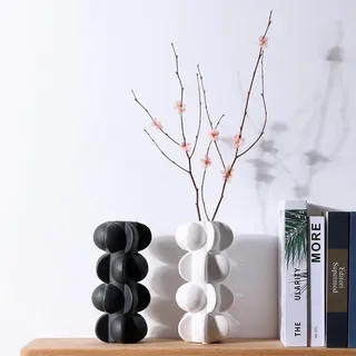 27,9 cm Keramik-Blumenvase für moderne Bauernhaus-Dekoration, schwarze Blumenvase für Heimdekoration, Wohnzimmer, Zuhause, Büro, Tafelaufsatz, Tisch und Hochzeit (klein, weiß)