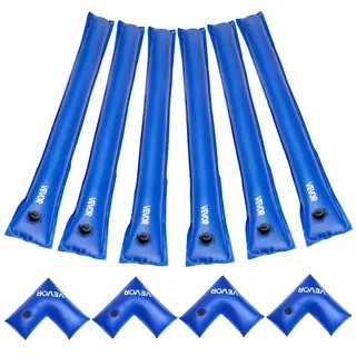 Vevor Wassersäcke-Set, 6er-Pack 2,4 m Beschwerungssäcke & 4 Wassersäcke mit Eckausführung, 0,4 mm dicker PVC-Sack mit auslaufsicherem Ventil, zur Befestigung von Poolabdeckungen im Winter