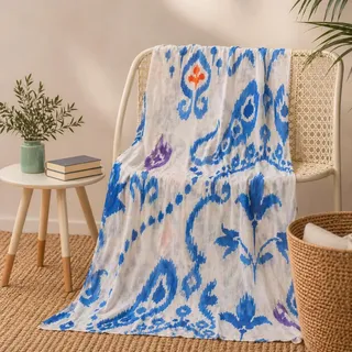 Bassetti Granfoulard ELBA Überwurf 270 x 270 cm 100% Baumwolle Made in Italy (hellblau)