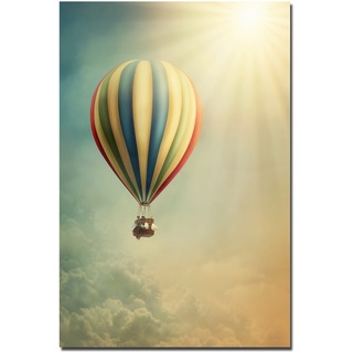 120x80cm - Fotodruck auf Leinwand und Rahmen Heißluftballon Himmel Sonne Wolken - Leinwandbild auf Keilrahmen modern stilvoll - Bilder und Dekoration