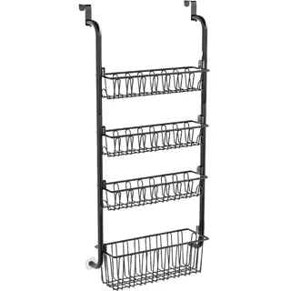 rockible Vorratsschrank Organizer über Der Tür mit Hängekörben, Gewürzregale, Mehrstöckiges Hängendes Gewürzregal für Snacks in Der Waschküche, 40 cm x 16,5 cm x 107 cm