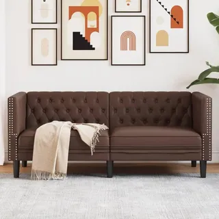 Gecheer Chesterfield Sofa 2-Sitzer Wohnzimmersofa Couch Loungesofa 2-Sitzer Sofa Polstersofa Schlafsofa Schlafcouch Braun Kunstleder
