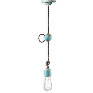 Ferroluce Pendelleuchte Hängelampe Retro Vintage Hellblau max. 53W E27 kürzbar