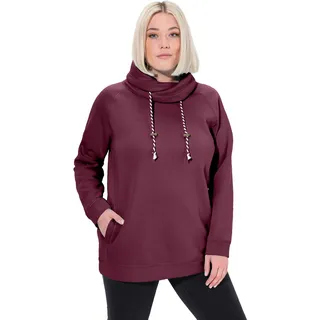 Ulla Popken Damen große Größen Übergrößen Plus Size Sweatshirt, weiter Stehkragen, Taschen, Raglan-Langarm dunkle Beere 54+ 713963544-54+