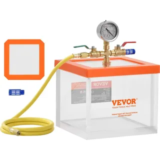 Vevor 7,57 L Vakuumkammer, verbesserte Mehrzweck-Vakuum-Entgasungskammer aus Acryl, transparente Vakuumkammer, für Harzentgasung, Kieselgel-Entgasung, Gips-Entgasung und Vakuumextraktion