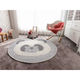 Kinderteppich NAVAJO Panda 135cm Rund 3D Flauschig Spielteppich für Kinderzimmer