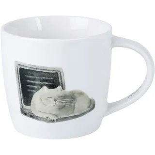 Maxwell & Williams DX1214 Kaffee-Tasse 400 ml – Serie Feline Friends – Porzellan weiß, Katze & Laptop – in Geschenkbox