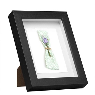 EUGAD Bilderrahmen, (1 St), Holzrahmen mit Papier-Passepartout, Glasscheibe schwarz