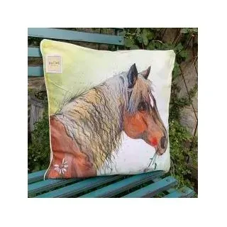 Alex Clark Art, Dekokissen, Kissen CU39 Pferd und Blumen (47 x 45 cm)