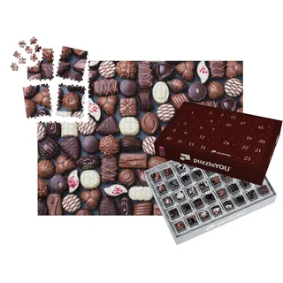 puzzleYOU: Puzzle-Adventskalender | „Sortiment von feinen Schokoladenpralinen“ – aus der Puzzle-Kollektion Candybar, Schokolade, Süßigkeiten, Essen und Trinken