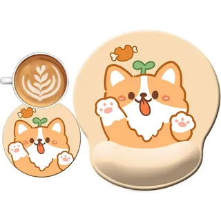 Niedliches, ergonomisches Mauspad, Handgelenkstütze, [20 % größer] Handgelenkauflage, rutschfestes Gel, Anime-Kawaii-Mauspads, Silikon-Handgelenkpolster, Arbeitszimmer, Zuhause (Corgi)