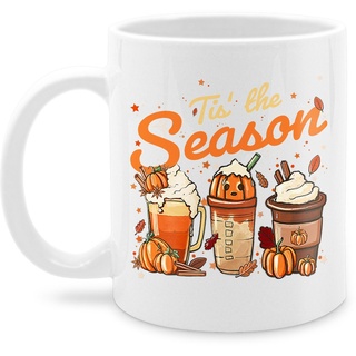 Shirtracer Tasse Pumpkin Kürbis Tis' the Season Herbst, Keramik, Halloween Tassen weiß