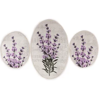 Setmat Set (3 Stück) Creme mit lila Blume