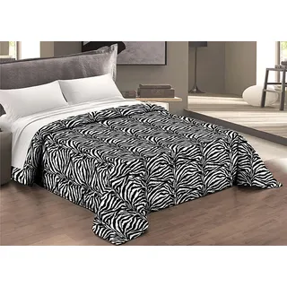 Tex family Gesteppte Tagesdecke mit Schleife © Zebra in Weiß und Schwarz, hergestellt in Italien, für Einzelbett