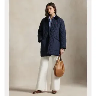 Polo Ralph Lauren für Damen. 211971180003 Marineblaue gesteppte Bomberjacke (L), Lässig, Polyester