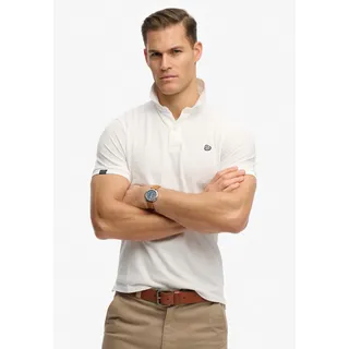 Poloshirt SUPERDRY "VINTAGE DESTROY POLO", Herren, Gr. M, weiß (optic), Single Jersey, Obermaterial: 100% Baumwolle, unifarben, relaxed fit normal, Rundhals, Shirts, Relaxed Fit, aus Baumwolle und Single Jersey, mit Polokragen