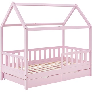 Juskys Kinderbett Marli_STR_OS (200 x 90 cm, rose mit Bettkasten)