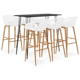 furnicato Bargruppe Modernes Bar-Set Schwarz 120 x 60 x 105 cm mit 6 Barhockern, (1-tlg), Sitzgruppe mit ergonomischen Hockern und pflegeleichter MDF-Platte schwarz 60 cm x 105 cm x 60 cm