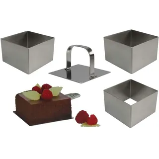 Ernesto® Dessert-und-Speisering-Set Edelstahl (Quadrat)