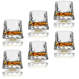 Earnmore Whiskygläser, drehbar, Dekompression, altmodische Whiskygläser, Bar-Whiskygläser, Stil, Gläser für Bourbon, Gläser für Scotch, Rum-Gläser (160ml, 6pack Hammer)