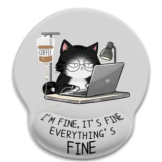 Katze Mauspad Mit Handgelenkauflage, Mousepad Mit Gelkissen Ergonomisches Mousepad Ergonomisch Handy Ladestation, Rutschfestes,Schmerzlinderndes Mauspad Mit Pu-Unterseite,Süßes Schreibtisch Accessoire