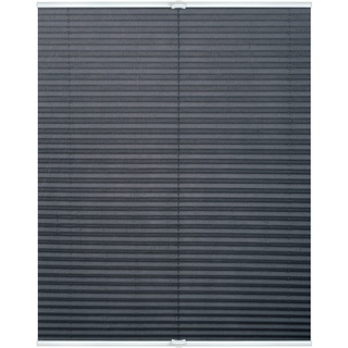 Lichtblick Plissee Klemmfix, ohne Bohren, verspannt, lichtdurchlässig, Blickdicht, Uni, mit eleganter Crushed Optik Grau,70 cm x 130 cm (B x L)