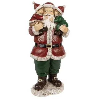 Clayre & Eef  Weihnachtsmann Figur rot mit Kindern