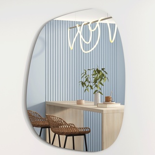 Albatros Designerspiegel Asymmetrisch 75 x 55 cm Wandspiegel oder Türspiegel, Moderne organische Form  Spiegel Oval und Groß Asymmetrischer Spiegel unförmig und Rahmenlos