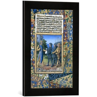 Gerahmtes Bild von französisch Buchmalerei Stundenbuch Ludwigs von Orleans FOL.37 r, Kunstdruck im hochwertigen handgefertigten Bilder-Rahmen, 30x40 cm, Schwarz matt
