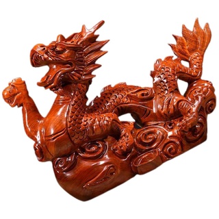 Yardwe Dekorative Drachenfigur Dekorativer Holzdrache chinesische Sternzeichenfigur Dragon Figur Drachen-Skulptur-Dekor Verzierung in Drachenform Modellieren Kunsthandwerk