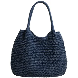 EcoGleam Strohtasche für Damen Summer Stroh Handtasche Strandtasche Schultertasche Geflochtene Tasche Korbtasche Tote Bag Basttasche Groß Gewebte Tasche Shopper Tasche - 470 mm x 370 mm x 20 mm / 18,5 Zoll x 14,57 Zoll x 0,79 Zoll