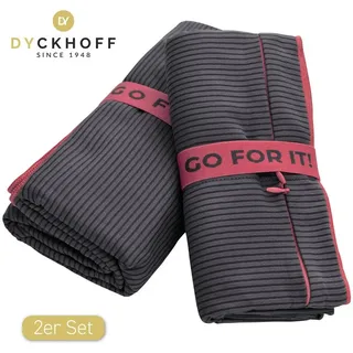 Dyckhoff Handtuch Mikrofaser Sporttuch Struktur, Microfaser (2-St), Mit Überstülpkapuze, Schnelltrocknend, Leicht, Reißverschlusstasche schwarz 80 cm x 180 cm