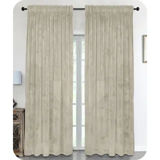 Beautex Verdunkelungsvorhang Samt Vorhang Kräuselband U-Band Gardine Velvet abdunkelnd, Hakenaufhängung (1 St), abdunkelnd beige 140 cm x 145 cm